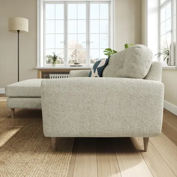 Corner Chaise Sofa Reversible - Silver, Chenille