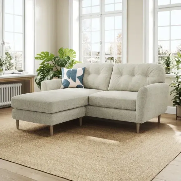 Corner Chaise Sofa Reversible - Silver, Chenille