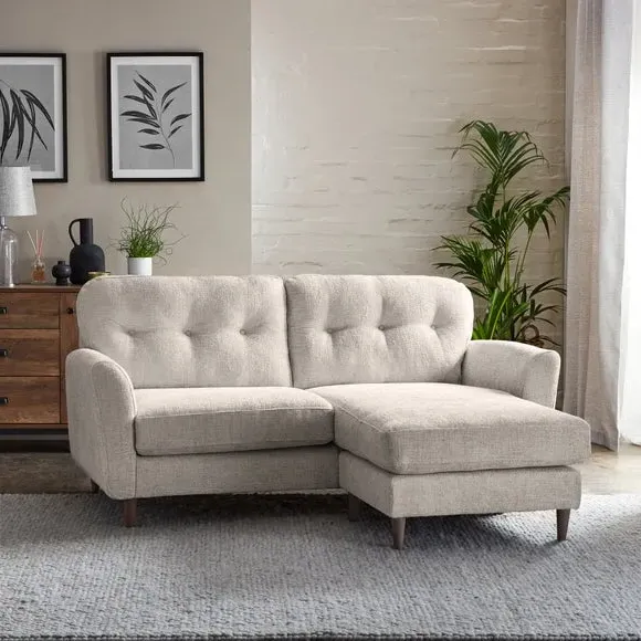 Corner Chaise Sofa Reversible - White Sand, Chenille
