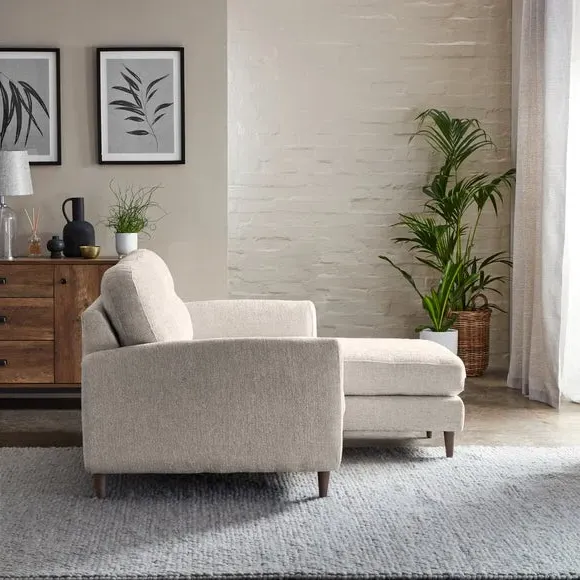 Corner Chaise Sofa Reversible - White Sand, Chenille