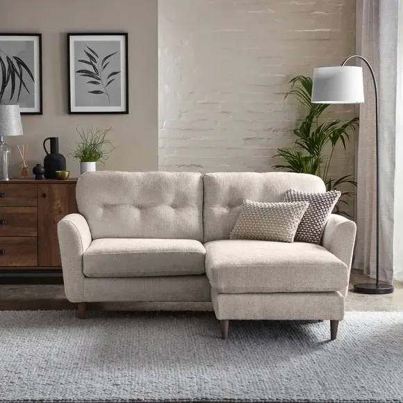 Corner Chaise Sofa Reversible - White Sand, Chenille