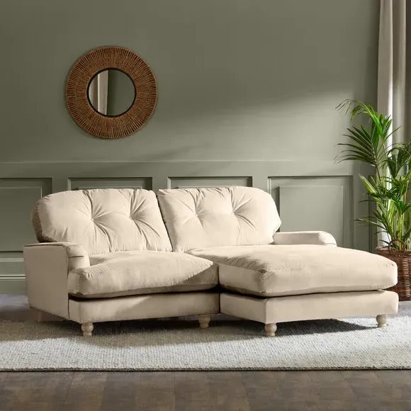 Corner Chaise Sofa - Sand, Velvet
