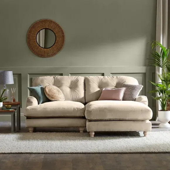 Corner Chaise Sofa - Sand, Velvet