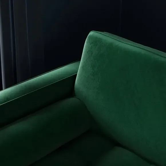 Corner Chaise Sofa with Bolsters - Green, Velvet