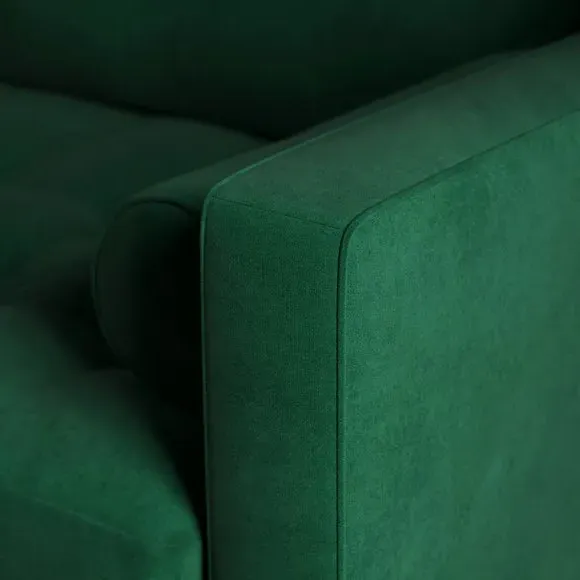 Corner Chaise Sofa with Bolsters - Green, Velvet