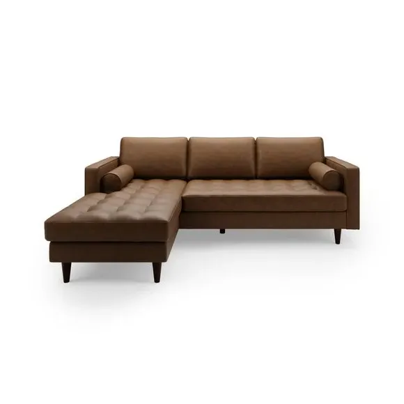 Corner Chaise Sofa with Bolsters - Mocha, Faux Leather