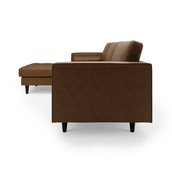 Corner Chaise Sofa with Bolsters - Mocha, Faux Leather