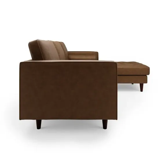 Corner Chaise Sofa with Bolsters - Mocha, Faux Leather