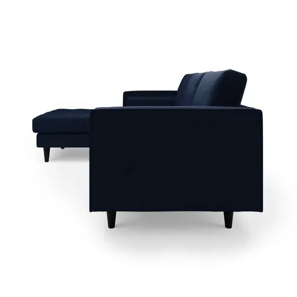 Corner Chaise Sofa with Bolsters - Navy, Velvet