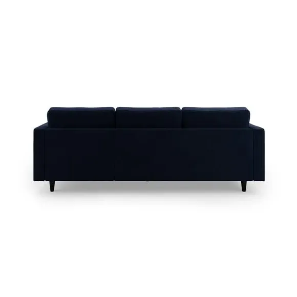 Corner Chaise Sofa with Bolsters - Navy, Velvet