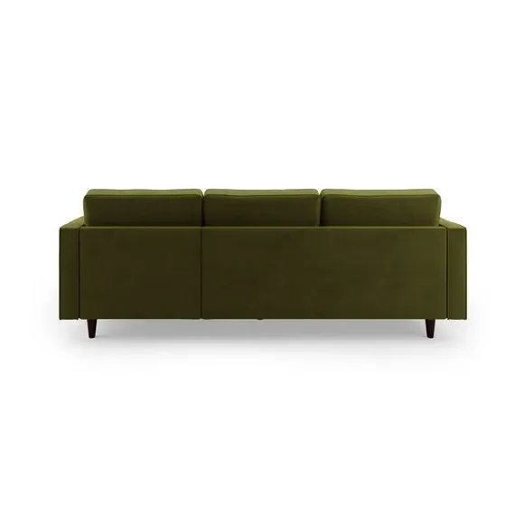 Corner Chaise Sofa with Bolsters - Olive, Velvet