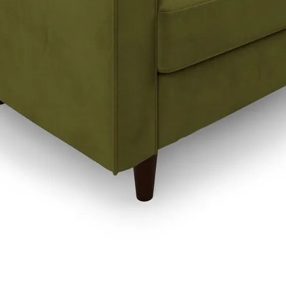 Corner Chaise Sofa with Bolsters - Olive, Velvet