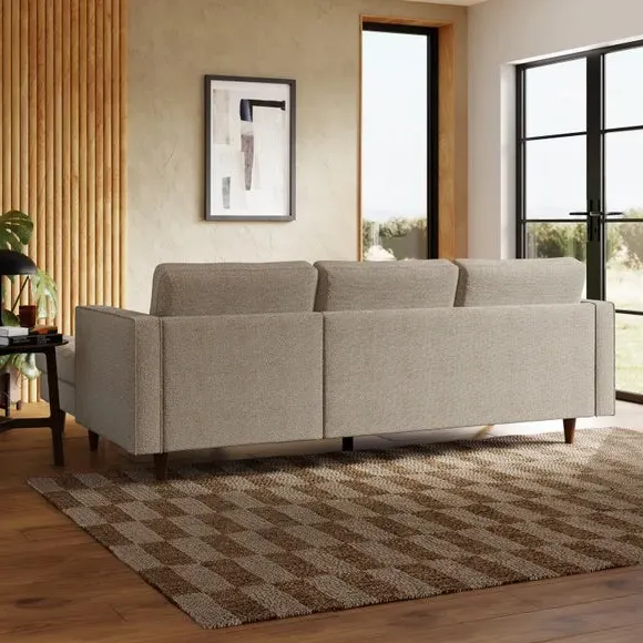 Corner Chaise Sofa with Buttons - Natural, Boucle