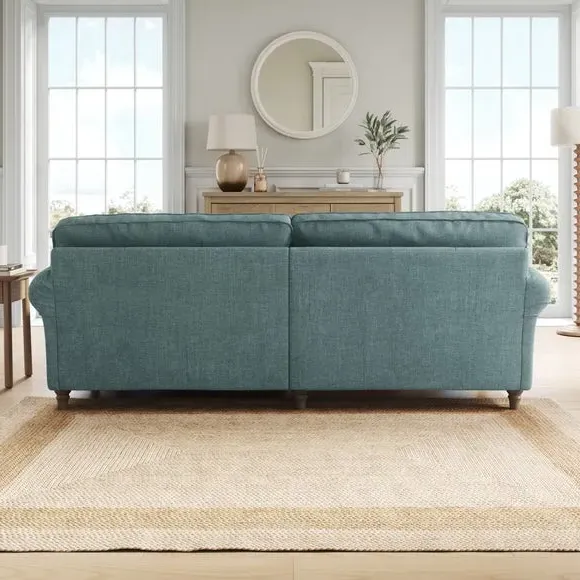 Corner Chaise Sofa with Curved Arms - Aqua, Chenille