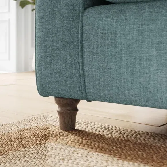 Corner Chaise Sofa with Curved Arms - Aqua, Chenille