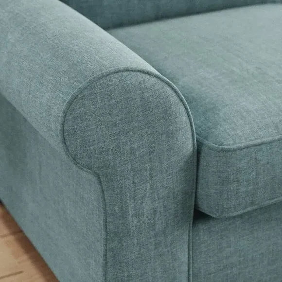 Corner Chaise Sofa with Curved Arms - Aqua, Chenille