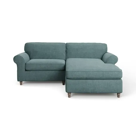 Corner Chaise Sofa with Curved Arms - Aqua, Chenille