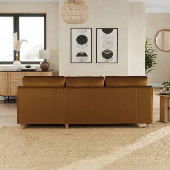 Corner Chaise Sofa with Curved Arms - Caramel, Velvet