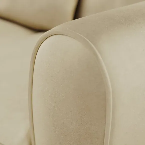 Corner Chaise Sofa with Curved Arms - Champagne, Velvet