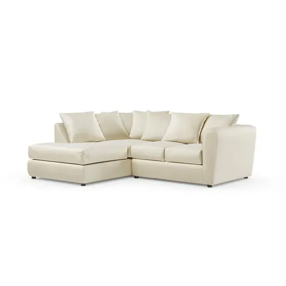 Corner Chaise Sofa with Curved Arms - Champagne, Velvet