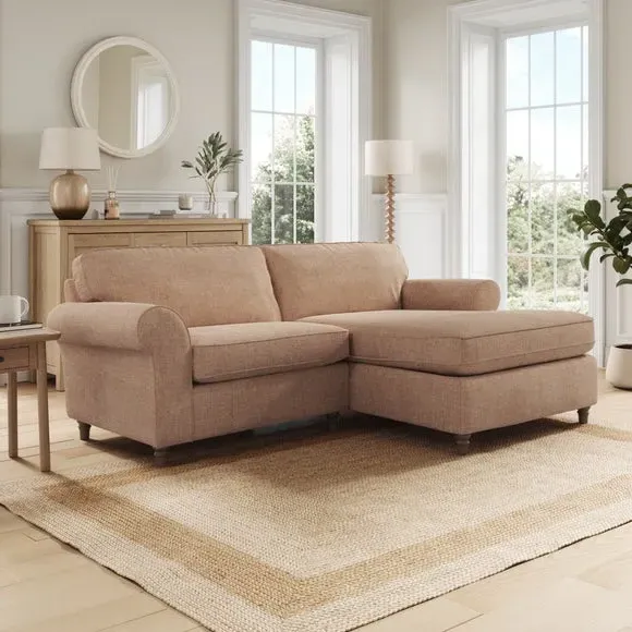 Corner Chaise Sofa with Curved Arms - Clay, Chenille
