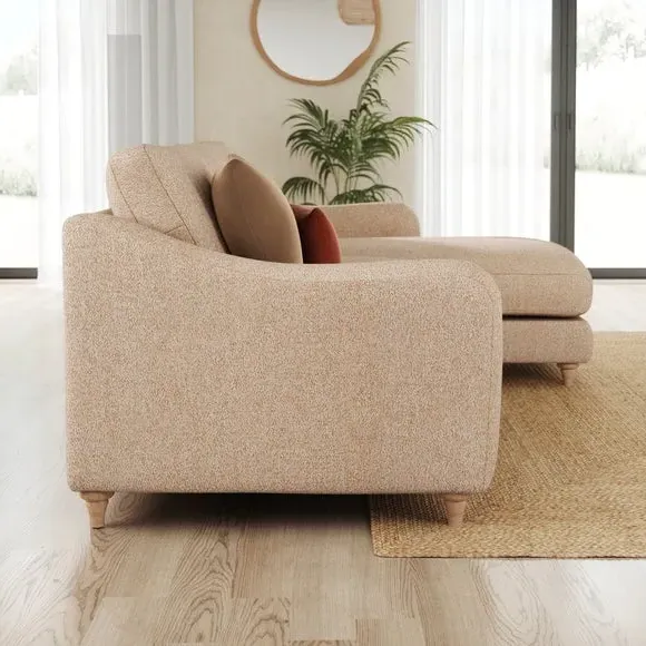 Corner Chaise Sofa with Curved Arms - Clay, Fabric