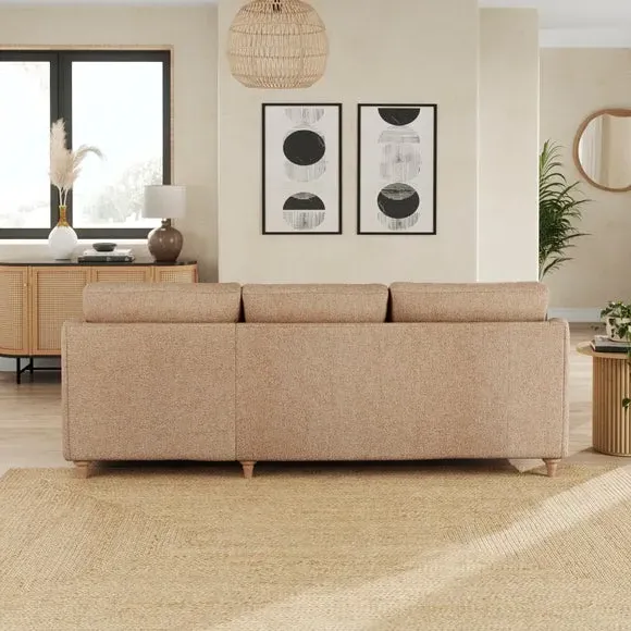 Corner Chaise Sofa with Curved Arms - Clay, Fabric
