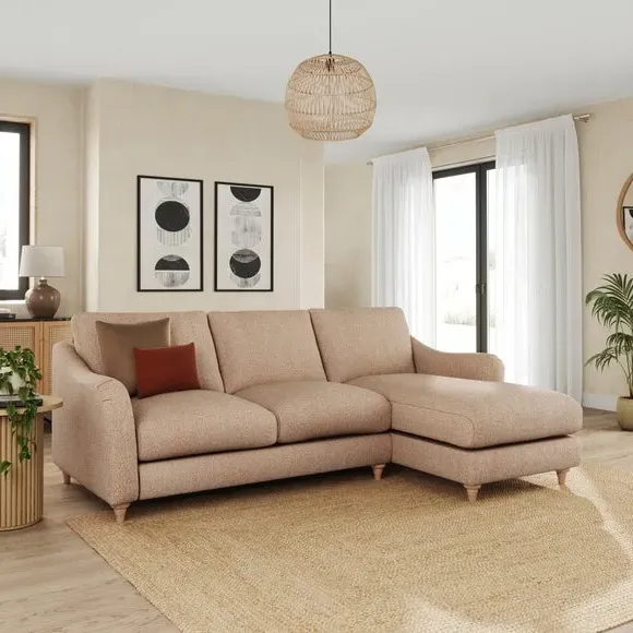 Corner Chaise Sofa with Curved Arms - Clay, Fabric image