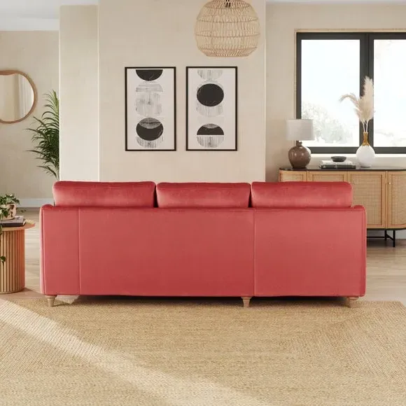 Corner Chaise Sofa with Curved Arms - Clay, Velvet