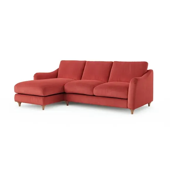 Corner Chaise Sofa with Curved Arms - Clay, Velvet