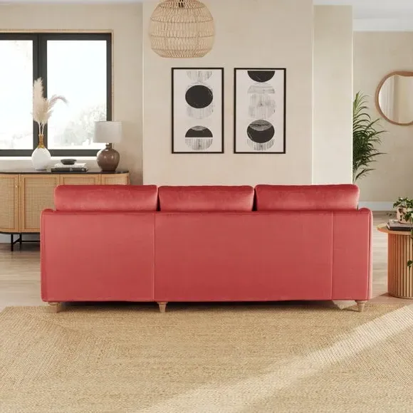 Corner Chaise Sofa with Curved Arms - Clay, Velvet