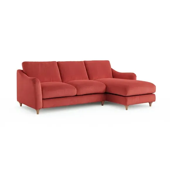 Corner Chaise Sofa with Curved Arms - Clay, Velvet