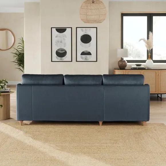 Corner Chaise Sofa with Curved Arms - Denim, Velvet