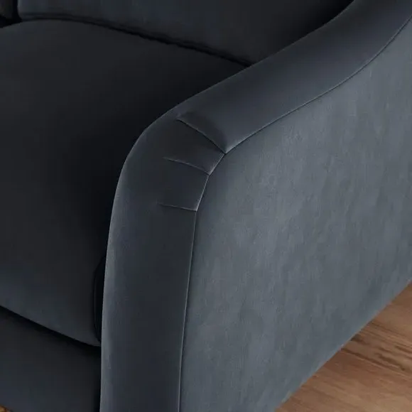 Corner Chaise Sofa with Curved Arms - Denim, Velvet