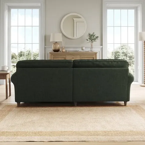 Corner Chaise Sofa with Curved Arms - Green, Chenille