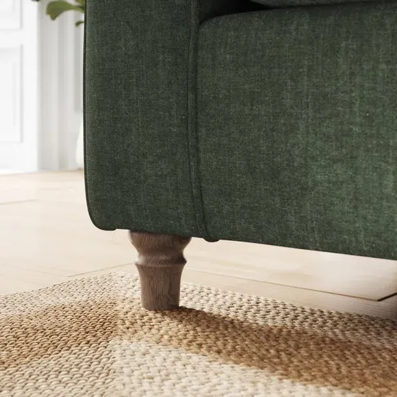 Corner Chaise Sofa with Curved Arms - Green, Chenille
