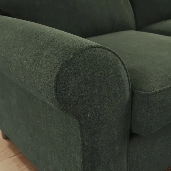 Corner Chaise Sofa with Curved Arms - Green, Chenille