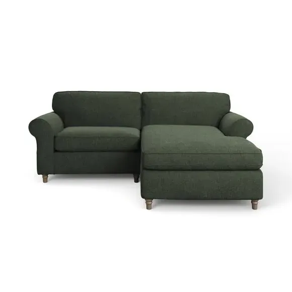 Corner Chaise Sofa with Curved Arms - Green, Chenille