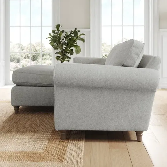 Corner Chaise Sofa with Curved Arms - Grey