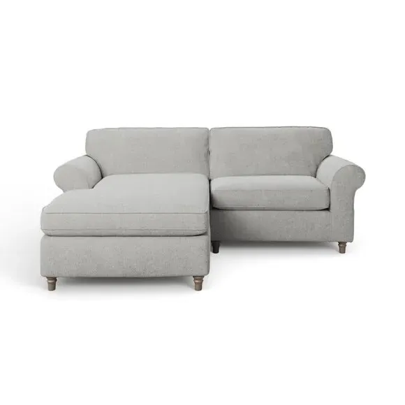 Corner Chaise Sofa with Curved Arms - Grey
