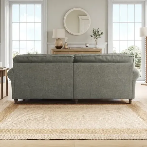 Corner Chaise Sofa with Curved Arms - Grey, Chenille