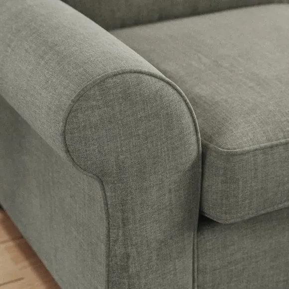 Corner Chaise Sofa with Curved Arms - Grey, Chenille