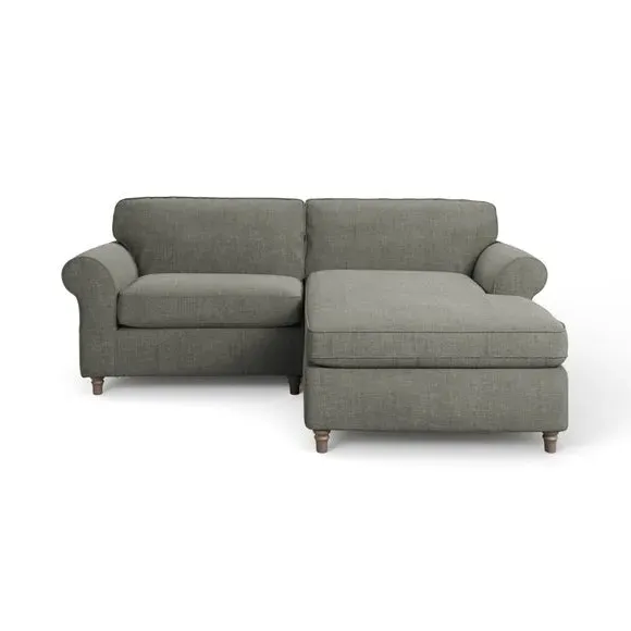 Corner Chaise Sofa with Curved Arms - Grey, Chenille