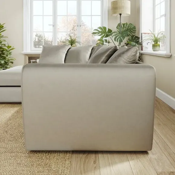 Corner Chaise Sofa with Curved Arms - Grey, Velvet