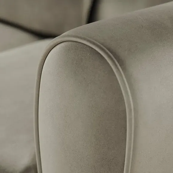 Corner Chaise Sofa with Curved Arms - Grey, Velvet