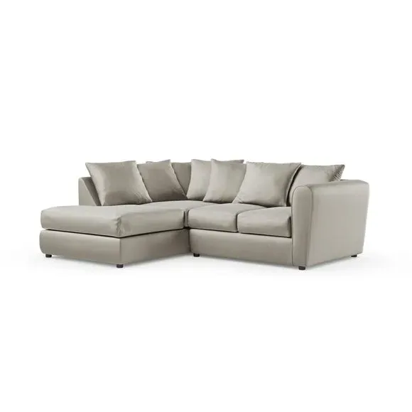 Corner Chaise Sofa with Curved Arms - Grey, Velvet