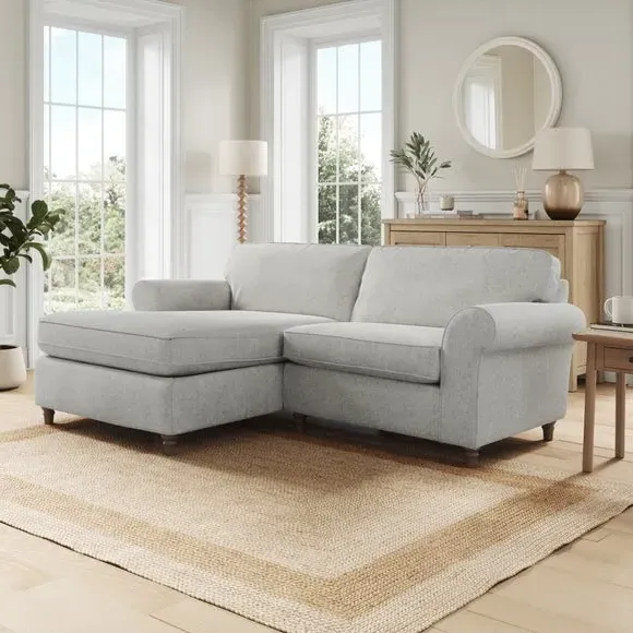 Corner Chaise Sofa with Curved Arms - Grey image