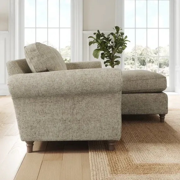 Corner Chaise Sofa with Curved Arms - Mushroom
