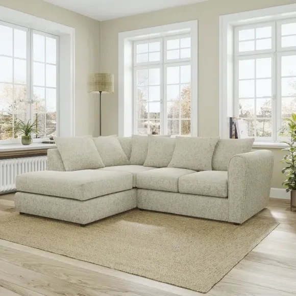 Corner Chaise Sofa with Curved Arms - Mushroom