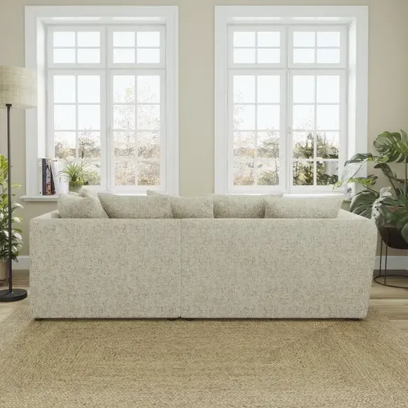 Corner Chaise Sofa with Curved Arms - Mushroom